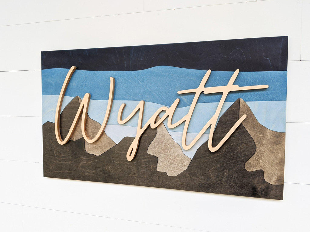 Name Sign - Luke and Wyatt Mountains Style