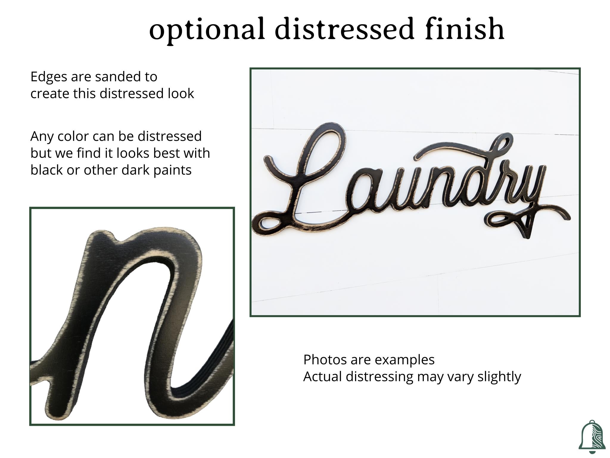 Description of the option to add a distressed finish to your product