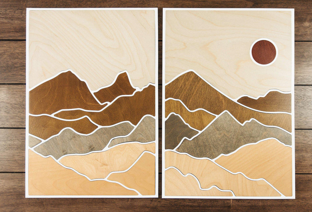 Two-Paneled Desert Mountain Wood Montage